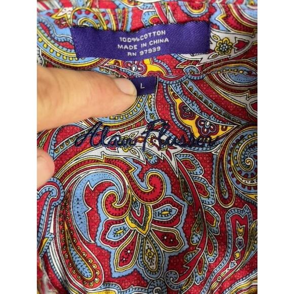 Alan Flusser Men's Red Paisley Long Sleeve Button Shirt Size L - Picture 3 of 10